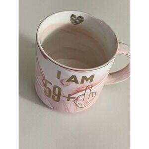 HENDSON "I AM 59+" Pink Marble Ceramic Mug Funny‎ Novelty Cup